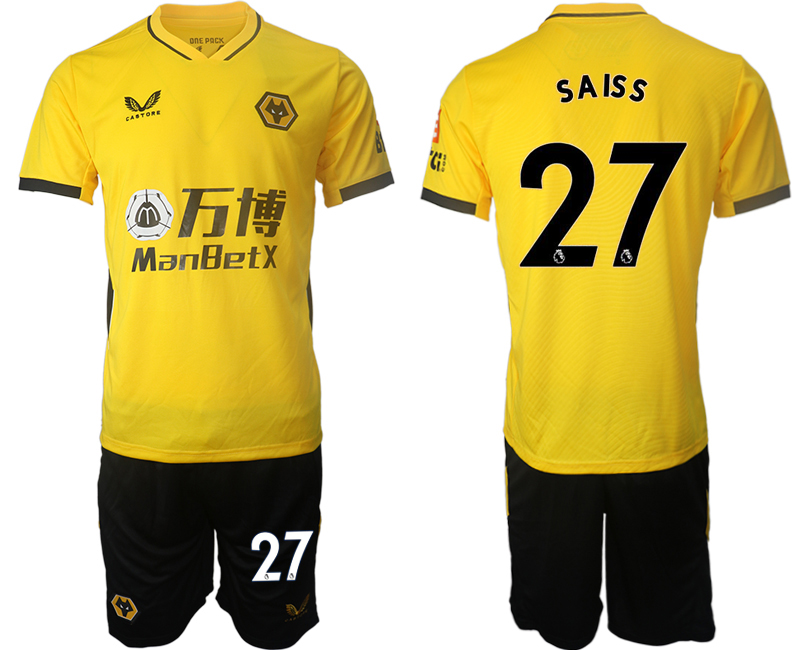 Cheap Men 2021-2022 Club Wolverhampton Wanderers home yellow 27 Soccer Jersey